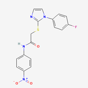 molecular formula C17H13FN4O3S B2535023 2-((1-(4-fluorophenyl)-1H-imidazol-2-yl)thio)-N-(4-nitrophenyl)acetamide CAS No. 688336-89-2