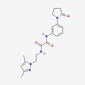molecular formula C19H23N5O3 B2535024 N1-(2-(3,5-dimethyl-1H-pyrazol-1-yl)ethyl)-N2-(3-(2-oxopyrrolidin-1-yl)phenyl)oxalamide CAS No. 1327321-28-7