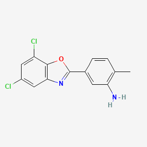 molecular formula C14H10Cl2N2O B2535025 5-(5,7-Dichloro-benzooxazol-2-yl)-2-methyl-phenylamine CAS No. 380882-58-6