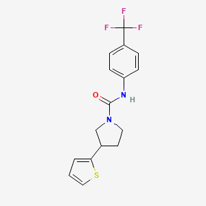molecular formula C16H15F3N2OS B2535030 3-(thiophen-2-yl)-N-(4-(trifluoromethyl)phenyl)pyrrolidine-1-carboxamide CAS No. 2191266-02-9