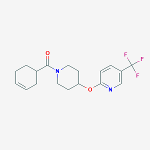 molecular formula C18H21F3N2O2 B2535031 Cyclohex-3-en-1-yl(4-((5-(trifluoromethyl)pyridin-2-yl)oxy)piperidin-1-yl)methanone CAS No. 1421505-52-3