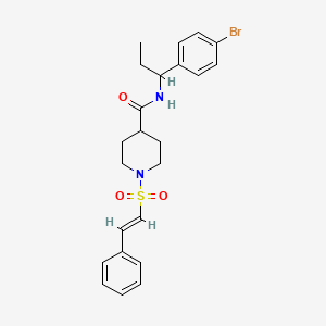 molecular formula C23H27BrN2O3S B2535032 N-[1-(4-Bromophenyl)propyl]-1-[(E)-2-phenylethenyl]sulfonylpiperidine-4-carboxamide CAS No. 950046-96-5