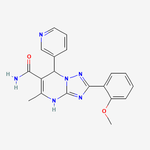 molecular formula C19H18N6O2 B2535034 2-(2-甲氧苯基)-5-甲基-7-(吡啶-3-基)-4,7-二氢-[1,2,4]三唑并[1,5-a]嘧啶-6-甲酰胺 CAS No. 538318-99-9