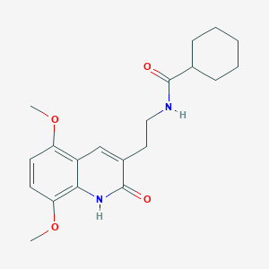 molecular formula C20H26N2O4 B2535035 N-[2-(5,8-dimethoxy-2-oxo-1H-quinolin-3-yl)ethyl]cyclohexanecarboxamide CAS No. 851404-08-5