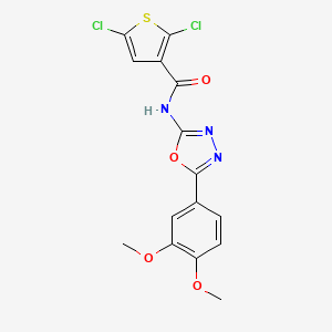 molecular formula C15H11Cl2N3O4S B2535043 2,5-dichloro-N-(5-(3,4-dimethoxyphenyl)-1,3,4-oxadiazol-2-yl)thiophene-3-carboxamide CAS No. 941996-22-1