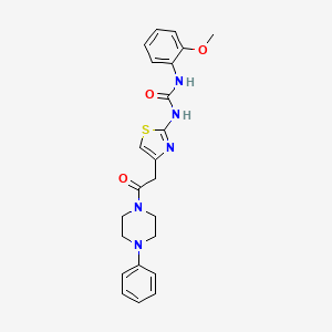 molecular formula C23H25N5O3S B2535054 1-[4-[2-酮-2-(4-苯基哌嗪基)乙基]噻唑-2-基]-3-(2-甲氧基苯基)脲 CAS No. 897621-68-0