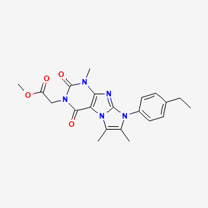 molecular formula C21H23N5O4 B2535055 methyl 2-(8-(4-ethylphenyl)-1,6,7-trimethyl-2,4-dioxo-1H-imidazo[2,1-f]purin-3(2H,4H,8H)-yl)acetate CAS No. 877644-73-0