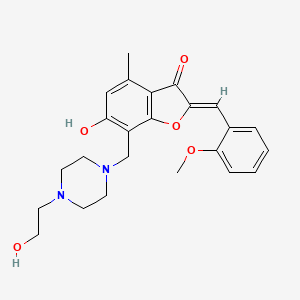 molecular formula C24H28N2O5 B2535057 (Z)-6-羟基-7-((4-(2-羟乙基)哌嗪-1-基)甲基)-2-(2-甲氧基苄叉亚甲基)-4-甲基苯并呋喃-3(2H)-酮 CAS No. 903867-89-0