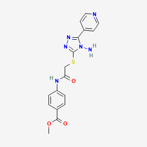 molecular formula C17H16N6O3S B2535073 Methyl 4-[2-(4-amino-5-(4-pyridyl)-1,2,4-triazol-3-ylthio)acetylamino]benzoate CAS No. 575461-98-2