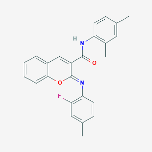 molecular formula C25H21FN2O2 B2535076 (2Z)-N-(2,4-dimethylphenyl)-2-[(2-fluoro-4-methylphenyl)imino]-2H-chromene-3-carboxamide CAS No. 1327170-97-7