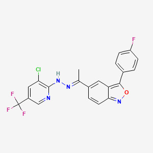 molecular formula C21H13ClF4N4O B2535078 1-[3-(4-fluorophenyl)-2,1-benzisoxazol-5-yl]-1-ethanone N-[3-chloro-5-(trifluoromethyl)-2-pyridinyl]hydrazone CAS No. 338772-44-4