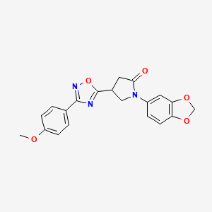 molecular formula C20H17N3O5 B2535082 1-(1,3-Benzodioxol-5-yl)-4-[3-(4-methoxyphenyl)-1,2,4-oxadiazol-5-yl]-2-pyrrolidinone CAS No. 1021253-11-1