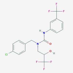 molecular formula C18H15ClF6N2O2 B2535087 N-(4-chlorobenzyl)-N-(3,3,3-trifluoro-2-hydroxypropyl)-N'-[3-(trifluoromethyl)phenyl]urea CAS No. 478248-81-6