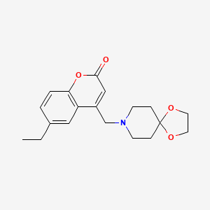 molecular formula C19H23NO4 B2535093 4-(1,4-dioxa-8-azaspiro[4.5]dec-8-ylmethyl)-6-ethyl-2H-chromen-2-one CAS No. 859870-94-3