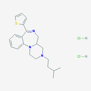 molecular formula C21H29Cl2N3S B025351 Pyrazino(1,2-a)(1,4)benzodiazepine, 1,2,3,4,4a,5-hexahydro-3-(3-methylbutyl)-7-(2-thienyl)-, dihydrochloride CAS No. 105138-51-0