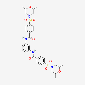 molecular formula C32H38N4O8S2 B2535101 4-(2,6-dimethylmorpholin-4-yl)sulfonyl-N-[3-[[4-(2,6-dimethylmorpholin-4-yl)sulfonylbenzoyl]amino]phenyl]benzamide CAS No. 474621-84-6