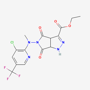 molecular formula C15H13ClF3N5O4 B2535111 Ethyl 5-[[3-chloro-5-(trifluoromethyl)-2-pyridinyl](methyl)amino]-4,6-dioxo-1,3a,4,5,6,6a-hexahydropyrrolo[3,4-c]pyrazole-3-carboxylate CAS No. 321522-16-1
