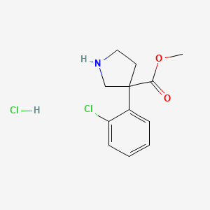 molecular formula C12H15Cl2NO2 B2535113 3-(2-氯苯基)吡咯烷-3-甲酸甲酯；盐酸盐 CAS No. 2309469-07-4