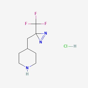 molecular formula C8H13ClF3N3 B2535116 4-[[3-(Trifluoromethyl)diazirin-3-yl]methyl]piperidine;hydrochloride CAS No. 2287280-35-5
