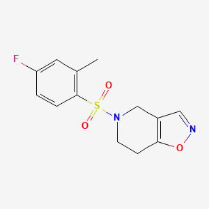 molecular formula C13H13FN2O3S B2535117 5-((4-Fluoro-2-methylphenyl)sulfonyl)-4,5,6,7-tetrahydroisoxazolo[4,5-c]pyridine CAS No. 2034427-84-2