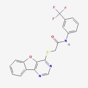 molecular formula C19H12F3N3O2S B2535120 2-(benzofuro[3,2-d]pyrimidin-4-ylthio)-N-(3-(trifluoromethyl)phenyl)acetamide CAS No. 851130-40-0