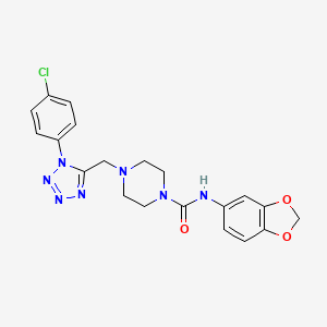 molecular formula C20H20ClN7O3 B2535124 N-(苯并[d][1,3]二氧杂环-5-基)-4-((1-(4-氯苯基)-1H-四唑-5-基)甲基)哌嗪-1-甲酰胺 CAS No. 1049391-72-1