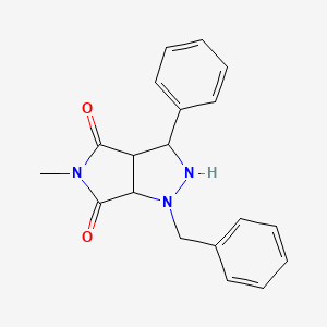 molecular formula C19H19N3O2 B2535127 1-benzyl-5-methyl-3-phenyltetrahydropyrrolo[3,4-c]pyrazole-4,6(1H,5H)-dione CAS No. 1005062-09-8