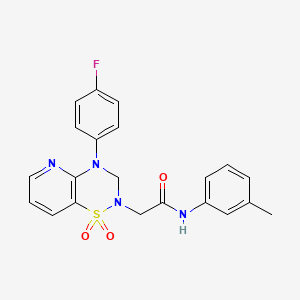 molecular formula C21H19FN4O3S B2535133 2-(4-(4-氟苯基)-1,1-二氧化-3,4-二氢-2H-吡啶并[2,3-e][1,2,4]噻二嗪-2-基)-N-(间甲苯基)乙酰胺 CAS No. 1251597-20-2
