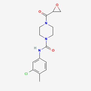 molecular formula C15H18ClN3O3 B2535136 N-(3-Chloro-4-methylphenyl)-4-(oxirane-2-carbonyl)piperazine-1-carboxamide CAS No. 2411256-76-1