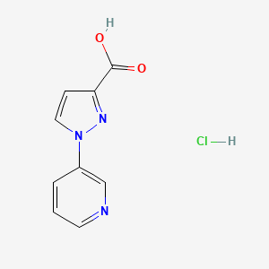 molecular formula C9H8ClN3O2 B2535141 1-Pyridin-3-ylpyrazole-3-carboxylic acid;hydrochloride CAS No. 2361643-70-9