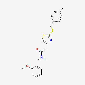 molecular formula C21H22N2O2S2 B2535155 N-(2-methoxybenzyl)-2-(2-((4-methylbenzyl)thio)thiazol-4-yl)acetamide CAS No. 954016-67-2