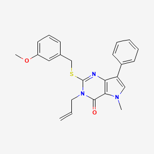 molecular formula C24H23N3O2S B2535157 3-allyl-2-((3-methoxybenzyl)thio)-5-methyl-7-phenyl-3H-pyrrolo[3,2-d]pyrimidin-4(5H)-one CAS No. 1111052-17-5