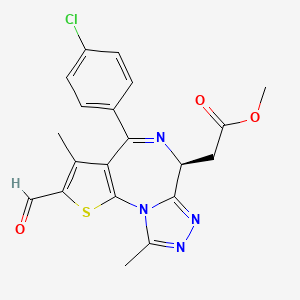 molecular formula C20H17ClN4O3S B2535159 methyl (S)-2-(4-(4-chlorophenyl)-2-formyl-3,9-dimethyl-6H-thieno[3,2-f][1,2,4]triazolo[4,3-a][1,4]diazepin-6-yl)acetate CAS No. 916493-81-7