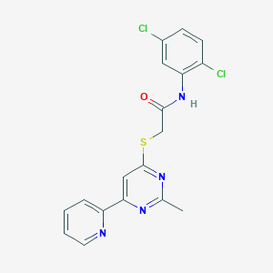molecular formula C18H14Cl2N4OS B2535161 N-(2,5-dichlorophenyl)-2-((2-methyl-6-(pyridin-2-yl)pyrimidin-4-yl)thio)acetamide CAS No. 1251620-37-7