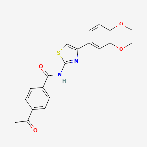 4-acetyl-N-[4-(2,3-dihydro-1,4-benzodioxin-6-yl)-1,3-thiazol-2-yl]benzamide
