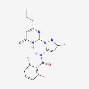 molecular formula C18H17F2N5O2 B2535174 2,6-difluoro-N-(3-methyl-1-(6-oxo-4-propyl-1,6-dihydropyrimidin-2-yl)-1H-pyrazol-5-yl)benzamide CAS No. 1002931-93-2
