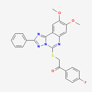 molecular formula C25H19FN4O3S B2535194 2-((8,9-Dimethoxy-2-phenyl-[1,2,4]triazolo[1,5-c]quinazolin-5-yl)thio)-1-(4-fluorophenyl)ethanone CAS No. 902433-24-3