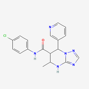 molecular formula C18H17ClN6O B2535205 N-(4-chlorophenyl)-5-methyl-7-(pyridin-3-yl)-4,5,6,7-tetrahydro-[1,2,4]triazolo[1,5-a]pyrimidine-6-carboxamide CAS No. 1212401-93-8
