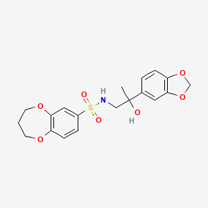 molecular formula C19H21NO7S B2535206 N-(2-(苯并[d][1,3]二氧杂环-5-基)-2-羟基丙基)-3,4-二氢-2H-苯并[b][1,4]二氧杂环庚-7-磺酰胺 CAS No. 1448133-62-7