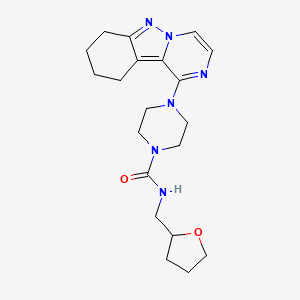 molecular formula C20H28N6O2 B2535207 N-((tetrahydrofuran-2-yl)methyl)-4-(7,8,9,10-tetrahydropyrazino[1,2-b]indazol-1-yl)piperazine-1-carboxamide CAS No. 2034412-95-6