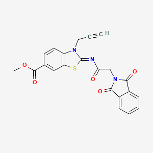 molecular formula C22H15N3O5S B2535210 (Z)-methyl 2-((2-(1,3-dioxoisoindolin-2-yl)acetyl)imino)-3-(prop-2-yn-1-yl)-2,3-dihydrobenzo[d]thiazole-6-carboxylate CAS No. 942011-77-0