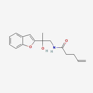 molecular formula C16H19NO3 B2535226 N-(2-(benzofuran-2-yl)-2-hydroxypropyl)pent-4-enamide CAS No. 1904172-59-3