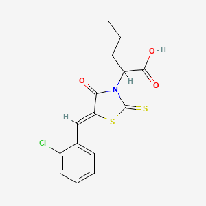 molecular formula C15H14ClNO3S2 B2535234 2-[(5Z)-5-[(2-氯苯基)亚甲基]-4-氧代-2-硫代亚甲基-1,3-噻唑烷-3-基]戊酸 CAS No. 301158-19-0