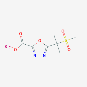 molecular formula C7H9KN2O5S B2535235 Potassium;5-(2-methylsulfonylpropan-2-yl)-1,3,4-oxadiazole-2-carboxylate CAS No. 2126162-82-9