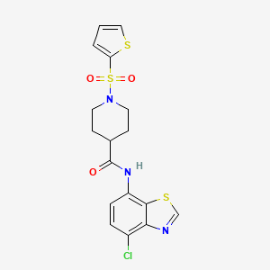 molecular formula C17H16ClN3O3S3 B2535241 N-(4-chlorobenzo[d]thiazol-7-yl)-1-(thiophen-2-ylsulfonyl)piperidine-4-carboxamide CAS No. 941892-64-4