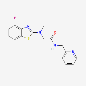 molecular formula C16H15FN4OS B2535242 2-((4-fluorobenzo[d]thiazol-2-yl)(methyl)amino)-N-(pyridin-2-ylmethyl)acetamide CAS No. 1396807-31-0