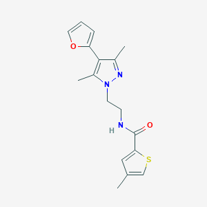 molecular formula C17H19N3O2S B2535244 N-(2-(4-(furan-2-yl)-3,5-dimethyl-1H-pyrazol-1-yl)ethyl)-4-methylthiophene-2-carboxamide CAS No. 2034328-61-3
