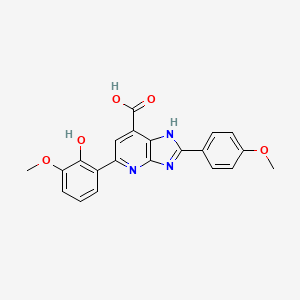 molecular formula C21H17N3O5 B2535247 5-(2-羟基-3-甲氧基苯基)-2-(4-甲氧基苯基)-3H-咪唑并[4,5-b]吡啶-7-羧酸 CAS No. 1021052-38-9