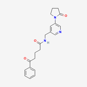 molecular formula C21H23N3O3 B2535256 5-オキソ-N-{[5-(2-オキソピロリジン-1-イル)ピリジン-3-イル]メチル}-5-フェニルペンタンアミド CAS No. 2034585-30-1