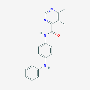 molecular formula C19H18N4O B2535259 N-(4-Anilinophenyl)-5,6-dimethylpyrimidine-4-carboxamide CAS No. 2415453-27-7